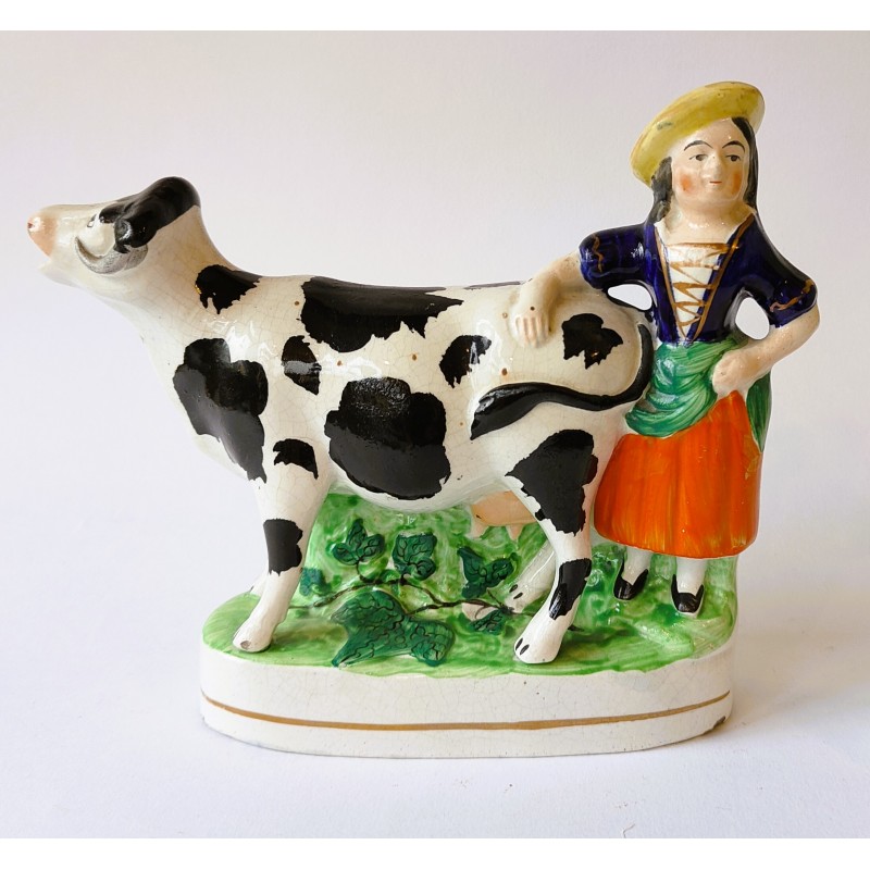 Staffordshire Pottery Cow and milk maid